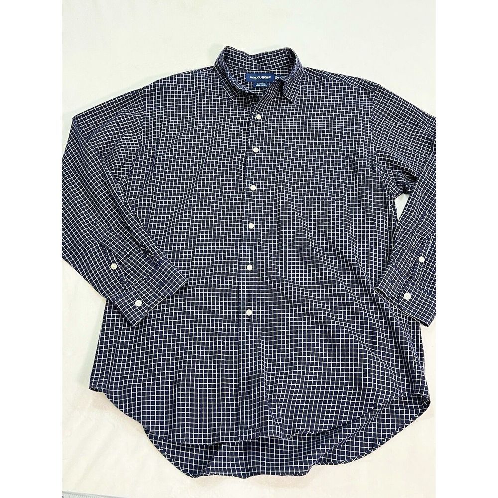 POLO GOLF RALPH LAUREN LOFTING Cotton SHIRT CHECK Sz M LONG SLEEVE BUTTON Button